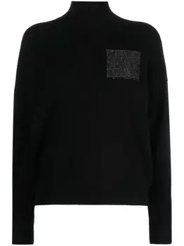 Peserico джемпер в рубчик с высоким воротником, черный