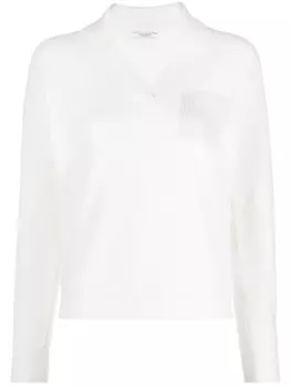 Peserico джемпер в рубчик со стразами, белый