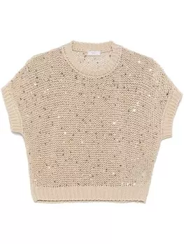 Peserico футболка с пайетками, нейтральный