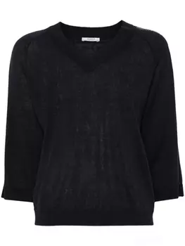 Peserico футболка с V-образным вырезом и контрастными полосками, синий