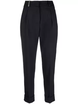 Peserico high-waist concealed-fastening tapered trousers, синий