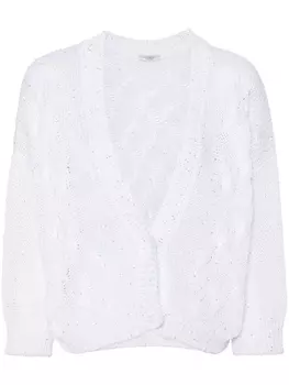 Peserico кардиган фактурной вязки с пайетками, белый