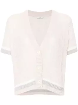 Peserico кардиган фактурной вязки с V-образным вырезом, нейтральный цвет