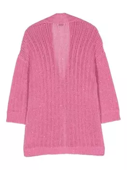 Peserico кардиган рыхлой вязки с пайетками, розовый