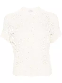 Peserico кардиган с пайетками, нейтральный цвет