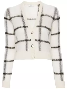Peserico кардиган в клетку, нейтральный цвет