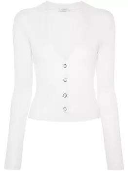 Peserico кардиган в рубчик с V-образным вырезом, белый