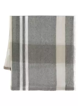 Peserico клетчатый шарф с бахромой, синий