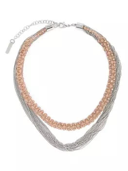 Peserico колье с кристаллами, серебряный