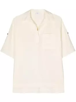 Peserico льняная блузка с V-образным вырезом, нейтральный цвет