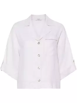 Peserico льняная рубашка с декором Monili, нейтральный цвет