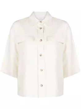 Peserico льняная рубашка с короткими рукавами, нейтральный цвет