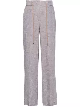 Peserico льняные брюки прямого кроя, коричневый