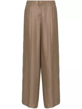 Peserico льняные брюки широкого кроя, коричневый