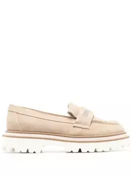Peserico лоферы с бусинами, нейтральный цвет