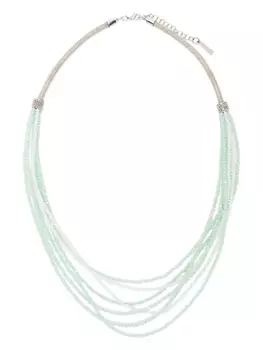 Peserico многослойное колье с кристаллами, серебряный