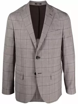 Peserico однобортный пиджак в клетку, коричневый