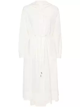 Peserico пальто с капюшоном и бисером, нейтральный цвет