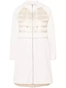 Peserico пальто со стегаными вставками и бисером, нейтральный цвет
