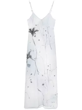 Peserico платье макси с цветочным принтом, синий