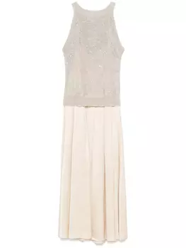 Peserico платье макси с пайетками, нейтральный