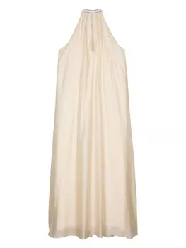 Peserico платье макси со стразами, серый