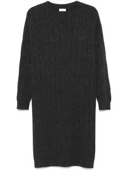 Peserico платье миди с люрексом, серый