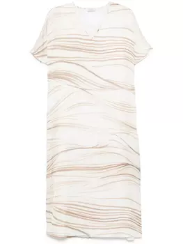 Peserico платье миди в полоску, белый