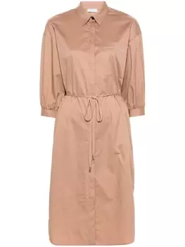 Peserico платье-рубашка длины миди, коричневый