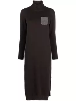 Peserico платье в рубчик крупной вязки, коричневый