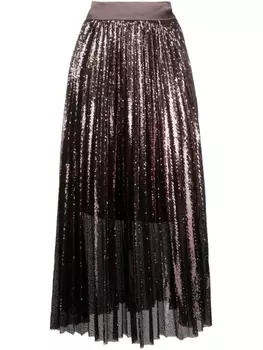 Peserico плиссированная юбка миди, коричневый