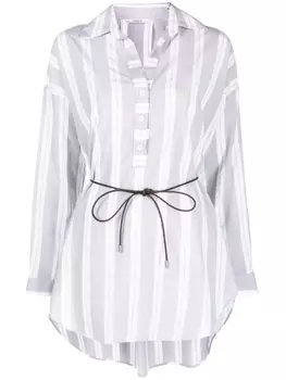 Peserico полосатая рубашка оверсайз, серый