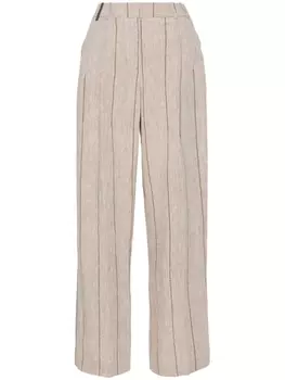 Peserico полосатые брюки прямого кроя, коричневый