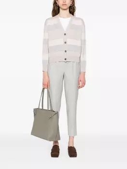 Peserico полосатый кардиган на пуговицах, нейтральный