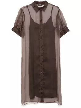 Peserico полупрозрачное платье-рубашка, коричневый