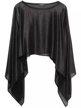 Peserico пончо из ткани жоржет, черный
