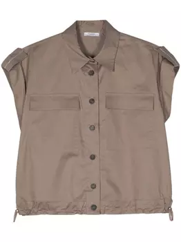 Peserico поплиновая рубашка без рукавов, коричневый