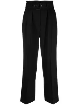 Peserico pressed-crease belted-waist tailored trousers, черный