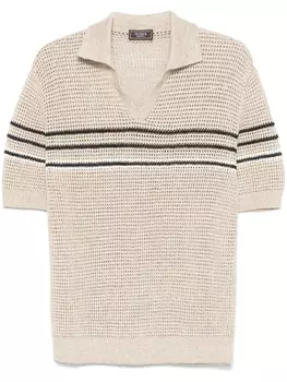 Peserico рубашка поло в технике кроше, нейтральный