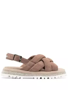 Peserico сандалии с плетеными ремешками, коричневый