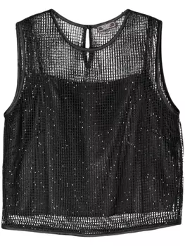 Peserico сетчатый топ с пайетками, черный