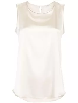 Peserico шелковый топ на тонких бретелях, нейтральный цвет