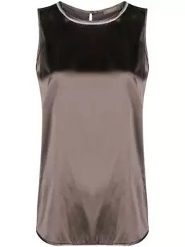 Peserico шелковый топ с бусинами, коричневый