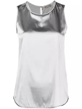 Peserico шелковый топ с бусинами, серый