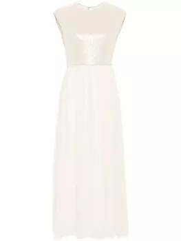 Peserico шифоновое платье с пайетками, нейтральный цвет