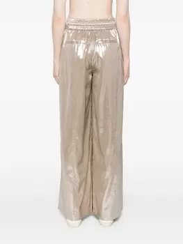 Peserico широкие брюки из ткани ламе, золотистый