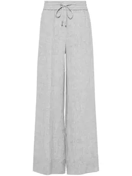 Peserico широкие брюки из ткани шамбре, зеленый