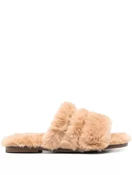 Peserico шлепанцы с искусственным мехом, коричневый