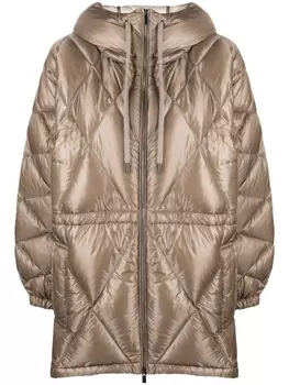 Peserico стеганый пуховик с капюшоном, коричневый
