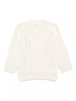 Peserico свитер открытой вязки с V-образным вырезом, белый